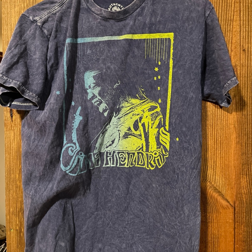 Authentic Unisex Short Sleeve Jimi Hendrix Authentic Shirt Blue S - Picture 3 of 4